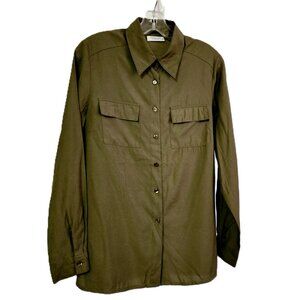 KappAhl Number One Womens Cool Sage Collard Buttondown Down Long Sleeve Size 36